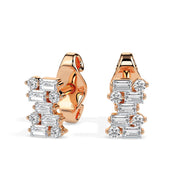 Baguette Jig Saw Cluster Diamond Stud Earrings