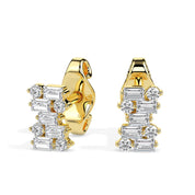 Baguette Jig Saw Cluster Diamond Stud Earrings