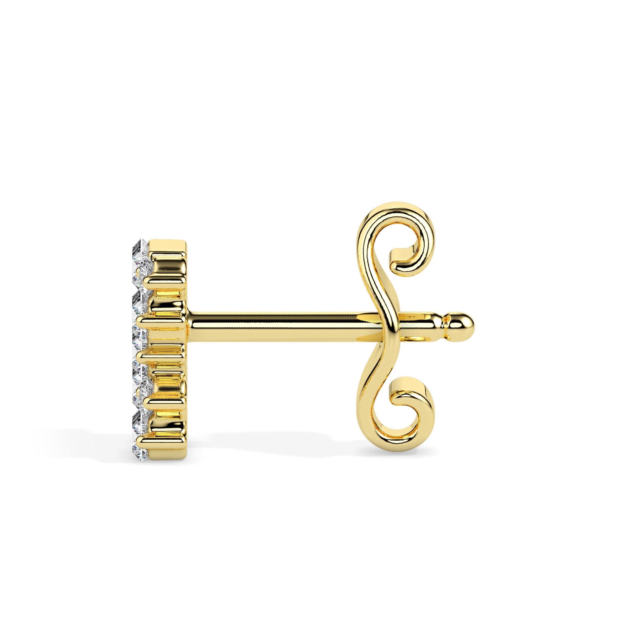 Baguette Jig Saw Cluster Diamond Stud Earrings