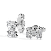 Baguette Jig Saw Cluster Diamond Stud Earrings