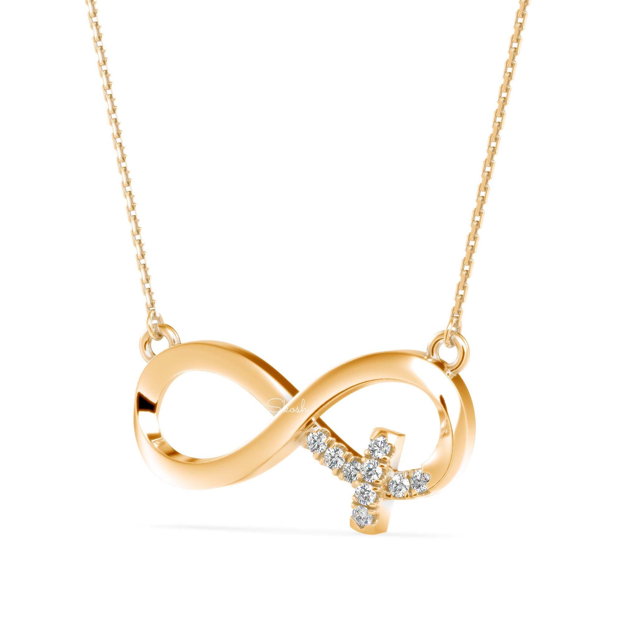 Infinity Cross Diamond Charm Pendant Necklace