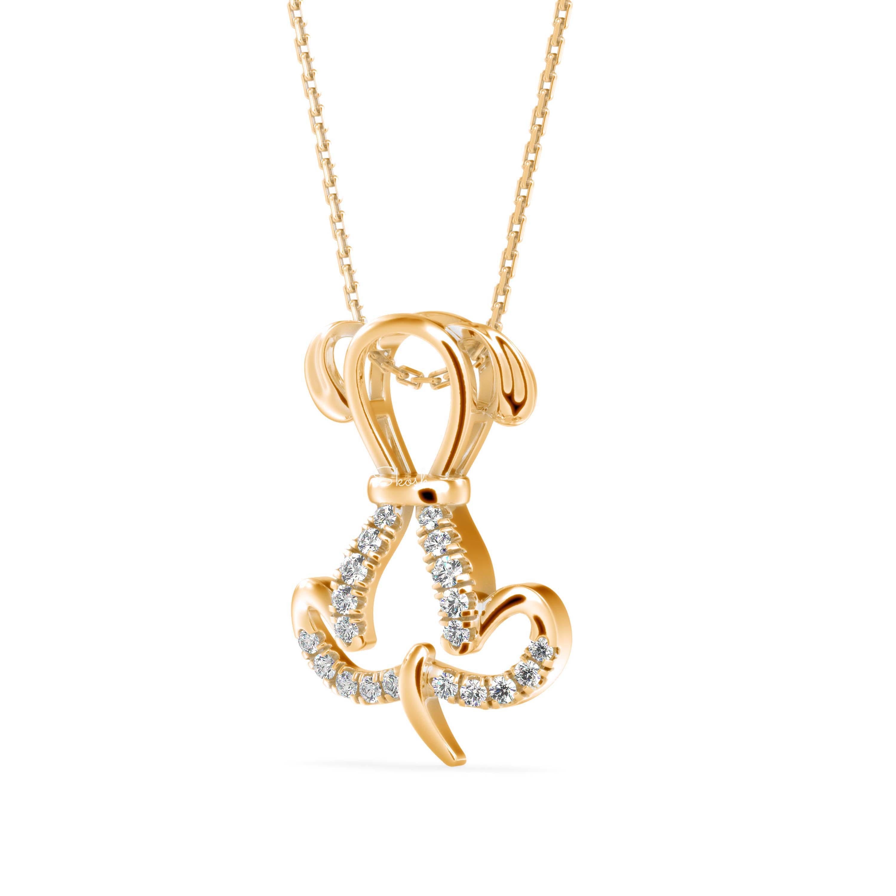 Dog Diamond Charm Pendant Necklace