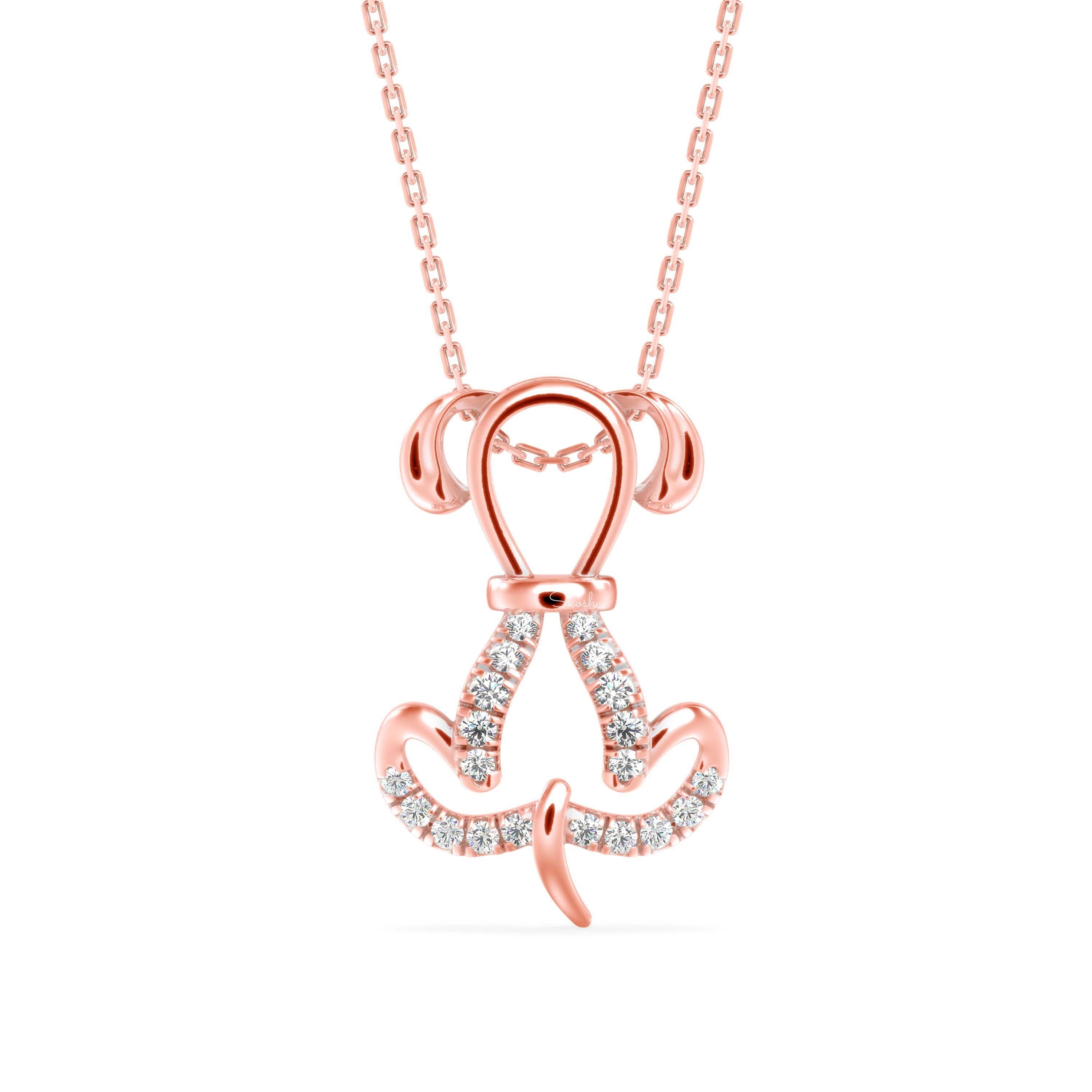 Dog Diamond Charm Pendant Necklace