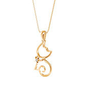 Cat Diamond Charm Pendant Necklace
