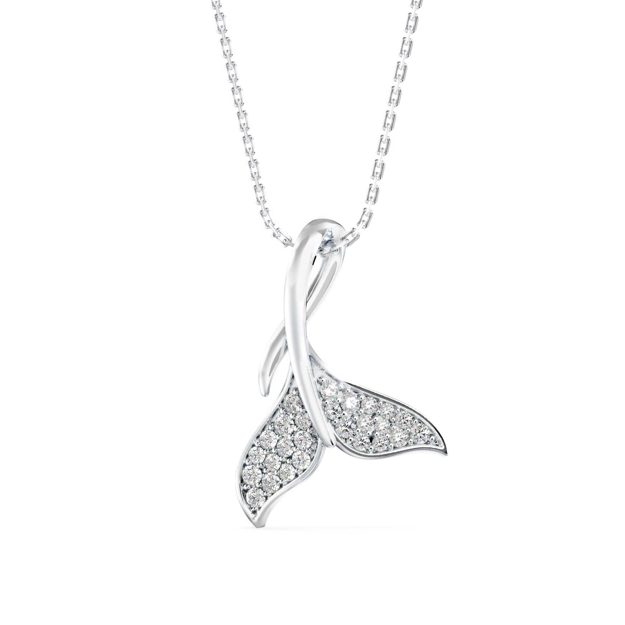 Mermaid Tail Diamond Charm Pendant Necklace