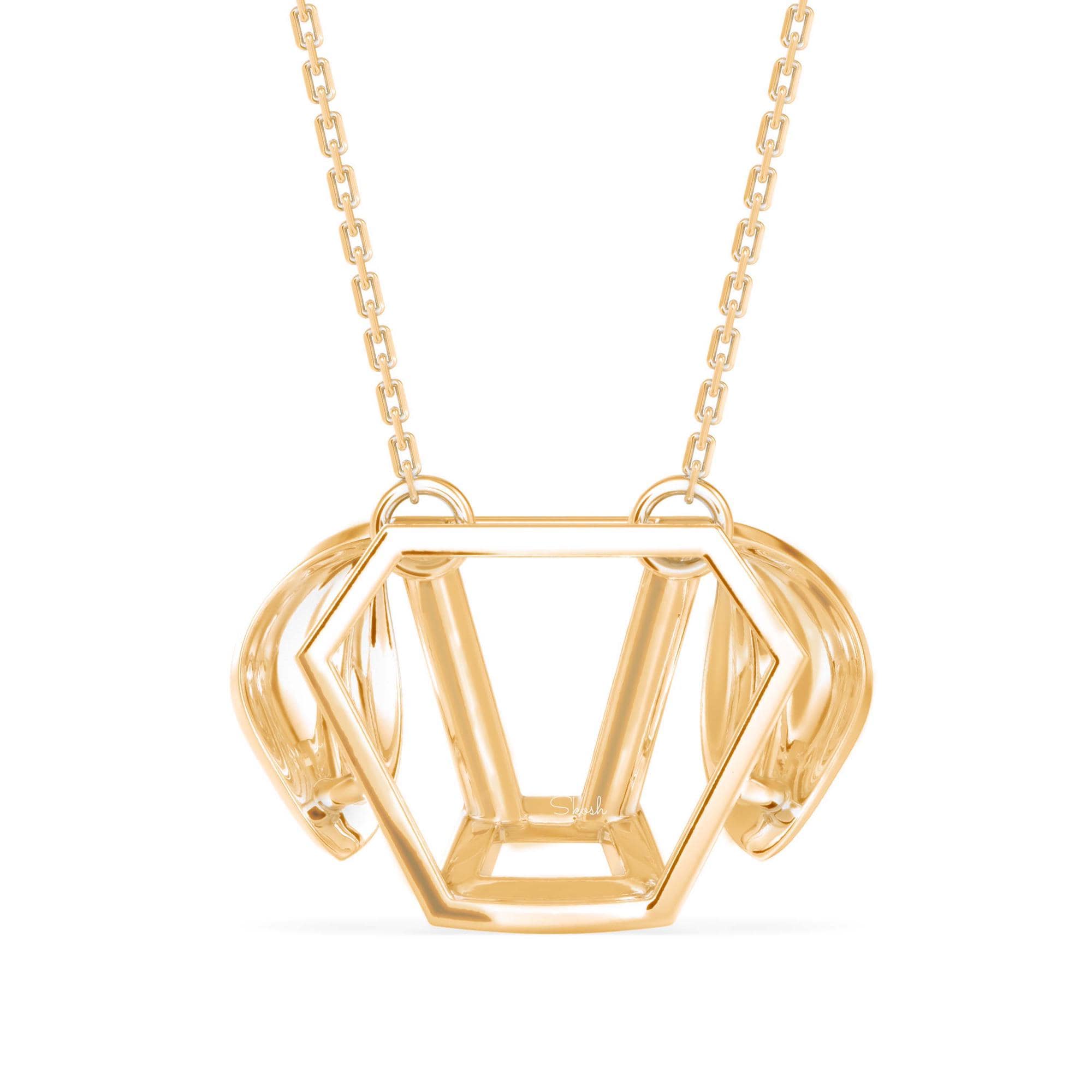 Geometric Dog Face Lab-Grown Diamond Charm Pendant Necklace
