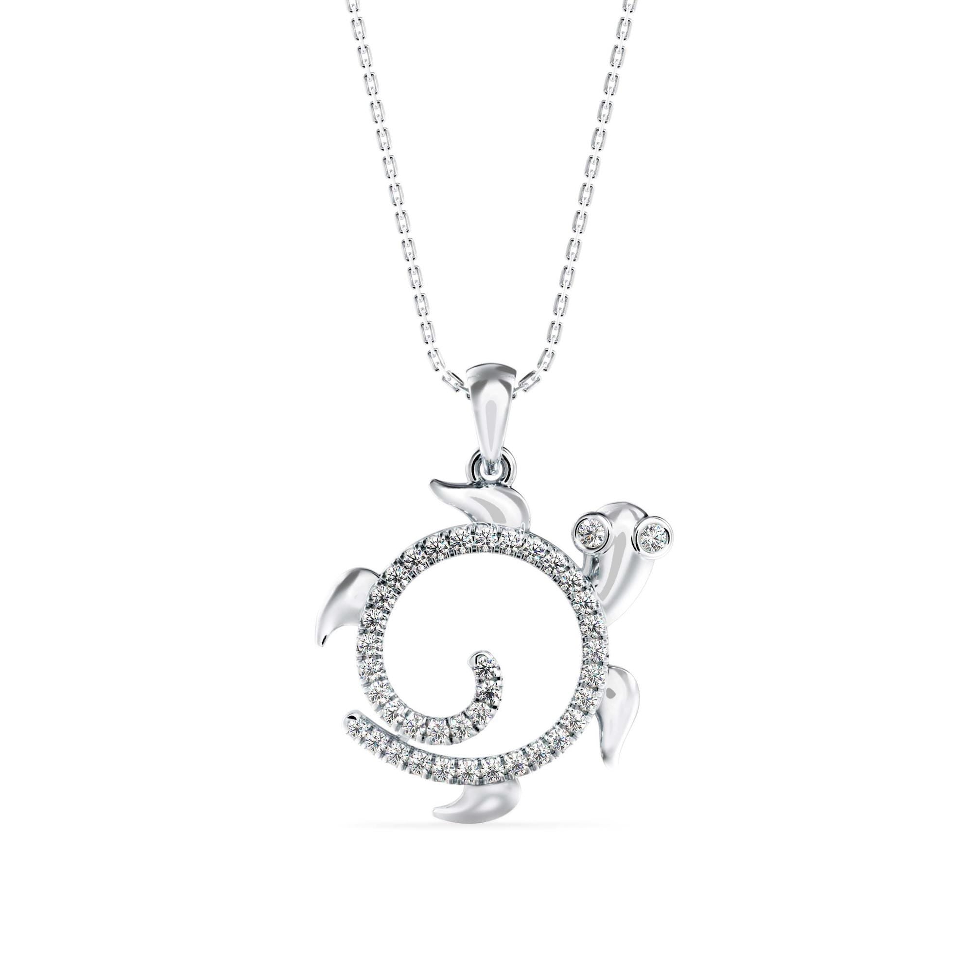 Sea Turtle Diamond Charm Pendant Necklace