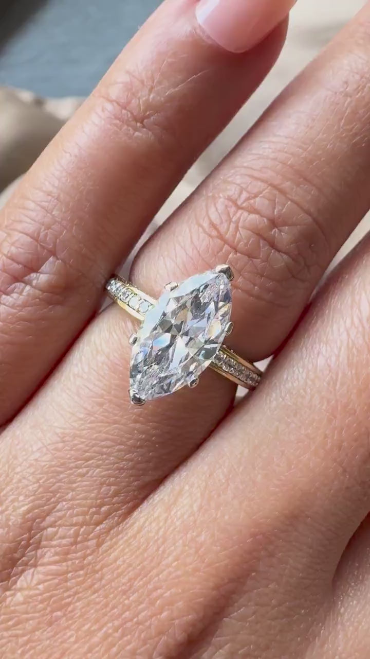 3 Carats Marquise Lab Grown Diamond Solitaire Engagement Ring