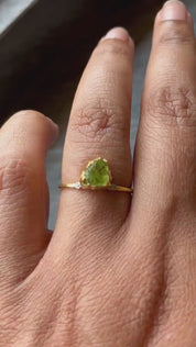 Natural Raw Peridot Uncut Solitaire Ring