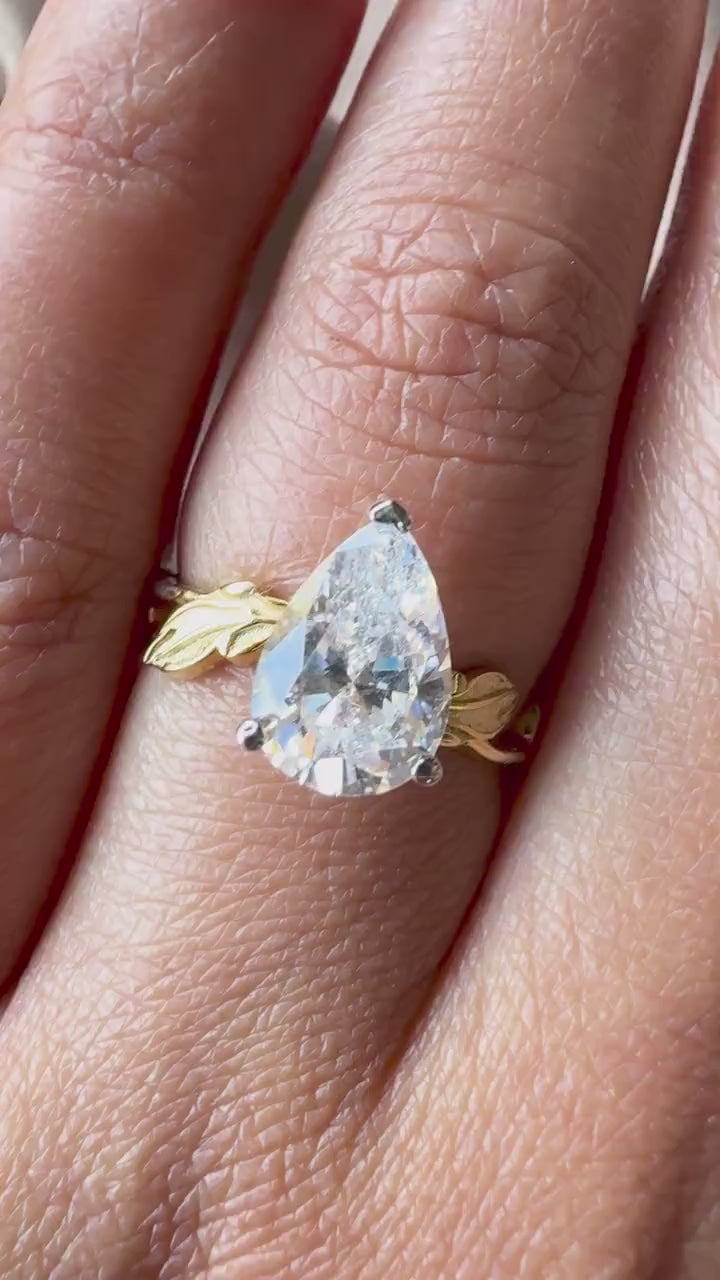 Nature Inspired Pear Cut Engagement Ring