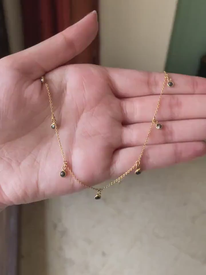 Black Rose cut Diamond Floating Necklace