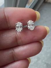 1 - 6 Carats Oval Cut Lab Grown Diamond Solitaire Stud Earrings