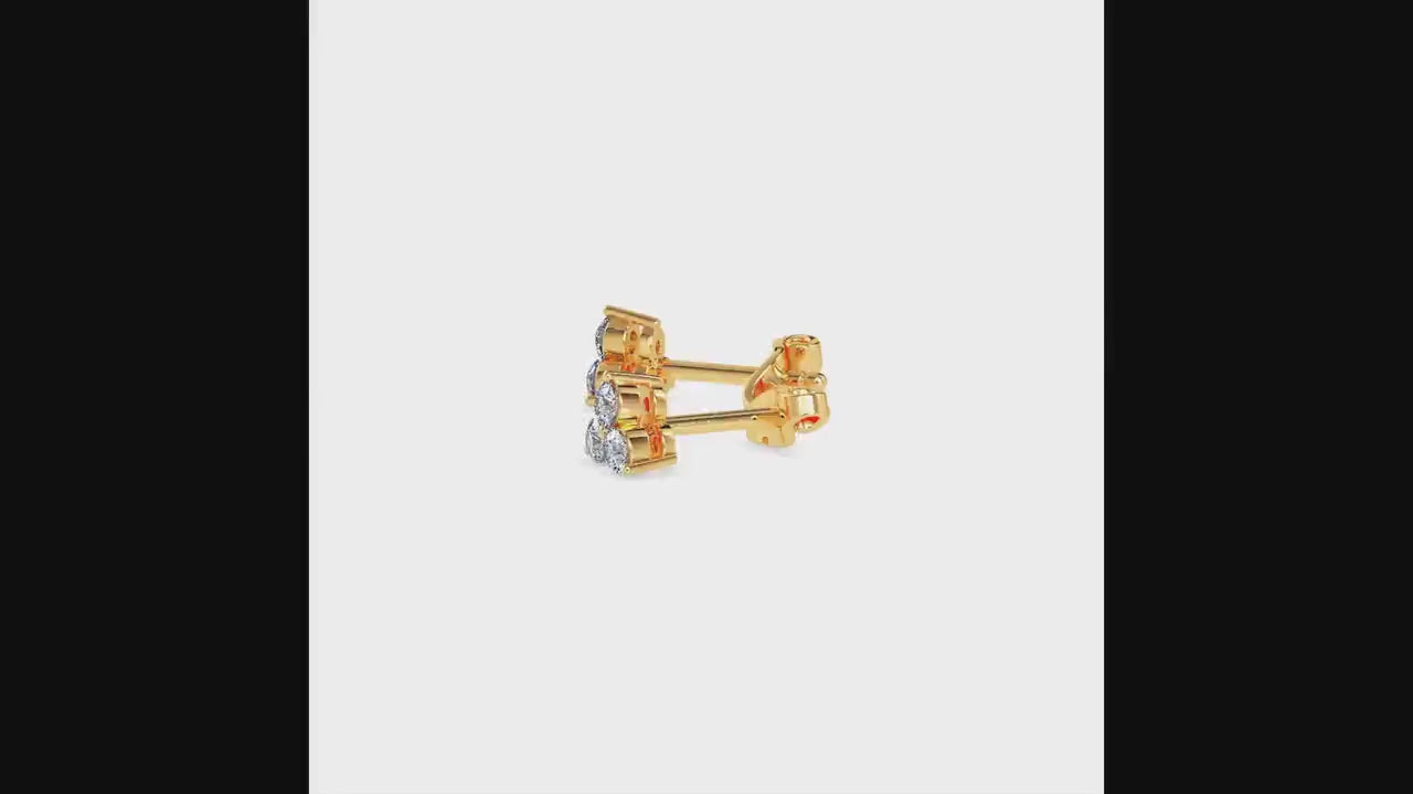 0.44 TCW Round Cut Lab Grown Diamond Three Stone Stud Earrings