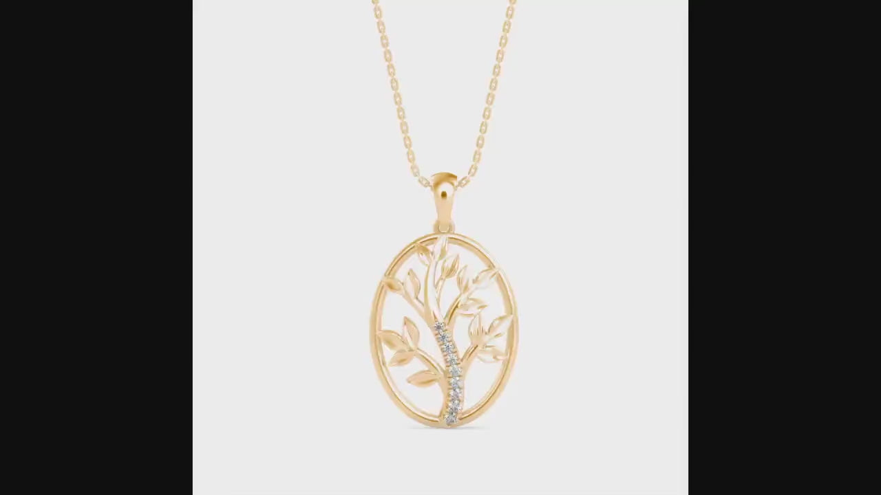 Tree of Life Diamond Charm Pendant Necklace