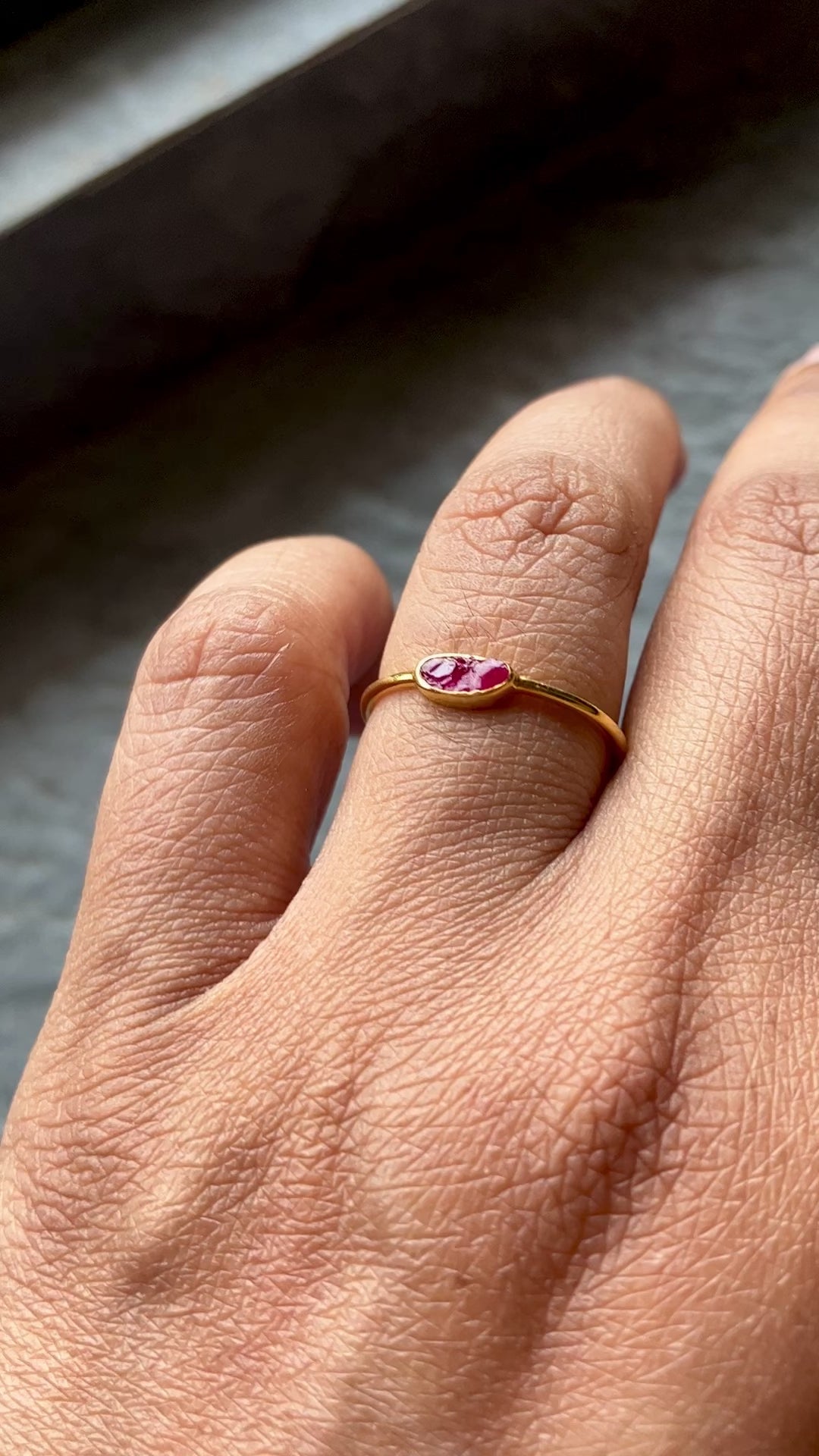 Natural Raw Oval Ruby July Birthstone Ring in 14K Solid Gold, Engagement Ring, Promise Ring, Unique Gift for her by Skosh, Birthstone Ring