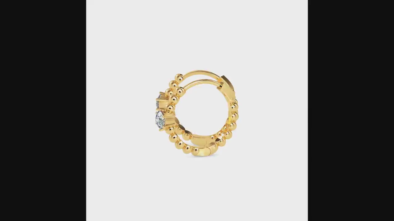 Small Hoop Round Cut Solitaire Diamond Earrings