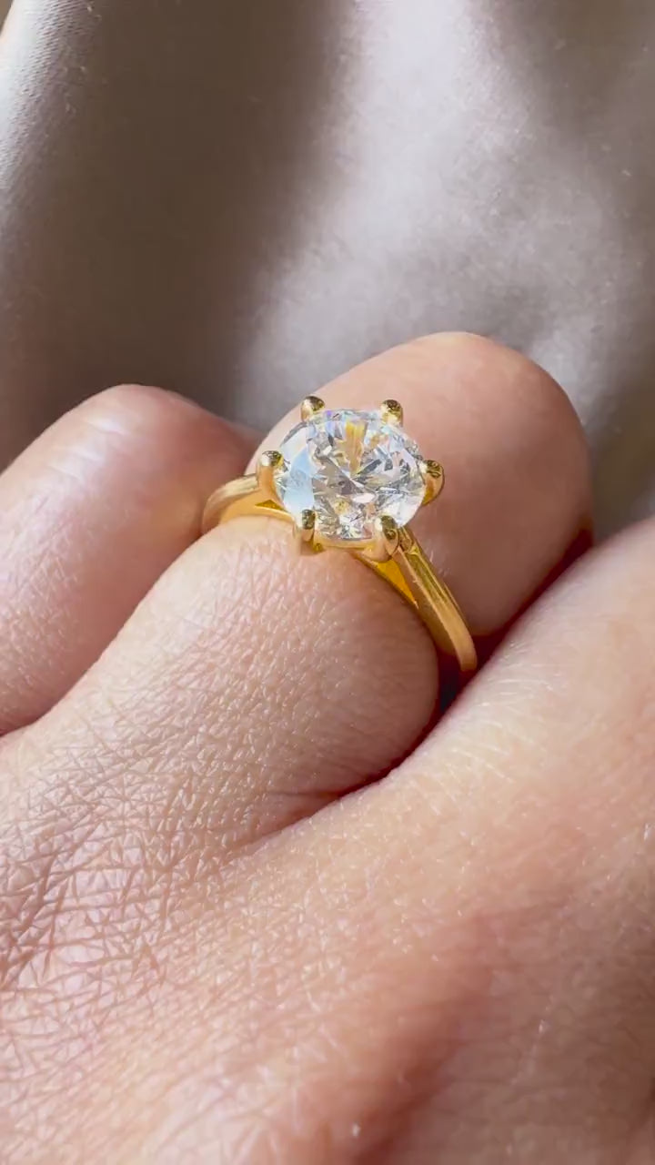 2 Carats Euro Shank Round Cut Lab Grown Diamond Engagement Ring
