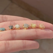 Rough Raw Gray Diamond Stud Earring Prong Setting