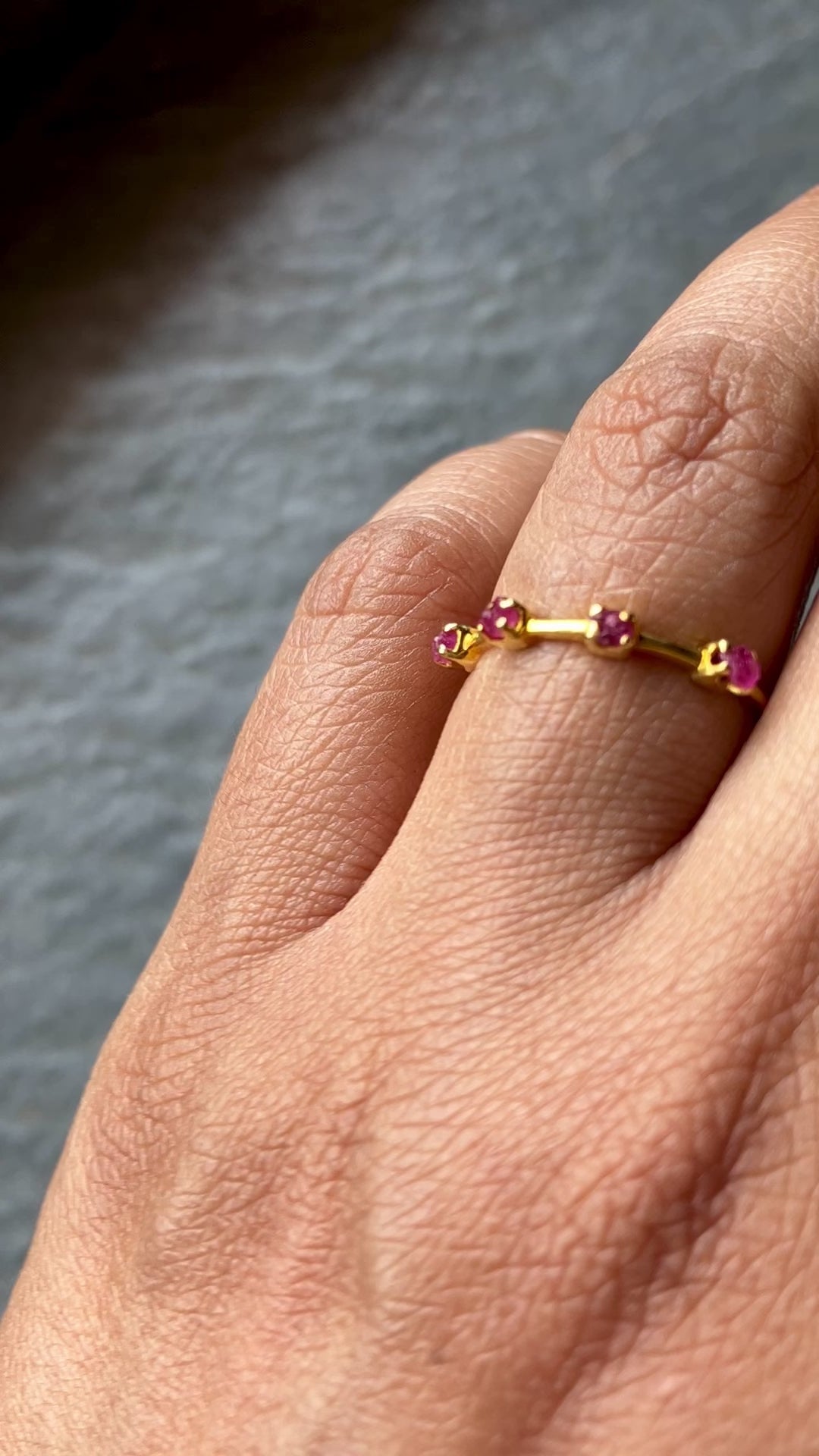 Rough Ruby 4 Stone July Birthstone Ring, Stackable Birthstone Ring In 14K Solid Gold, Multi-Stone Ring, Personalised Jewelry, Gift For Her