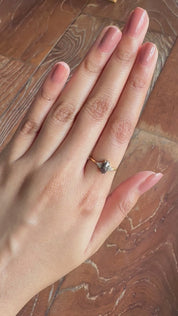 14K Solid Gold Long Hexagon Red Salt and Pepper Rose Cut Engagement Ring, Rings For Her, Engagement Ring for Her Unique Ring