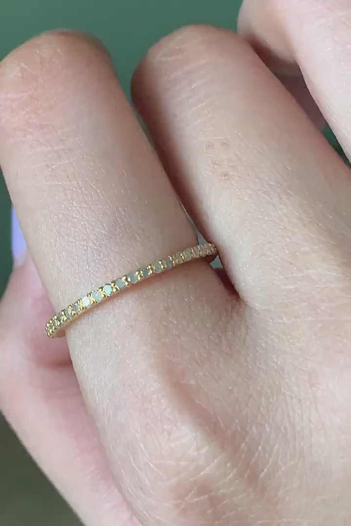 White Diamond Full Eternity Engagement Ring in 14K Solid Gold - Stackable Micro Pave Wedding Band, Minimalist Jewelry for Valentine's Day