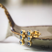 Blue Rose Cut Diamond Studs