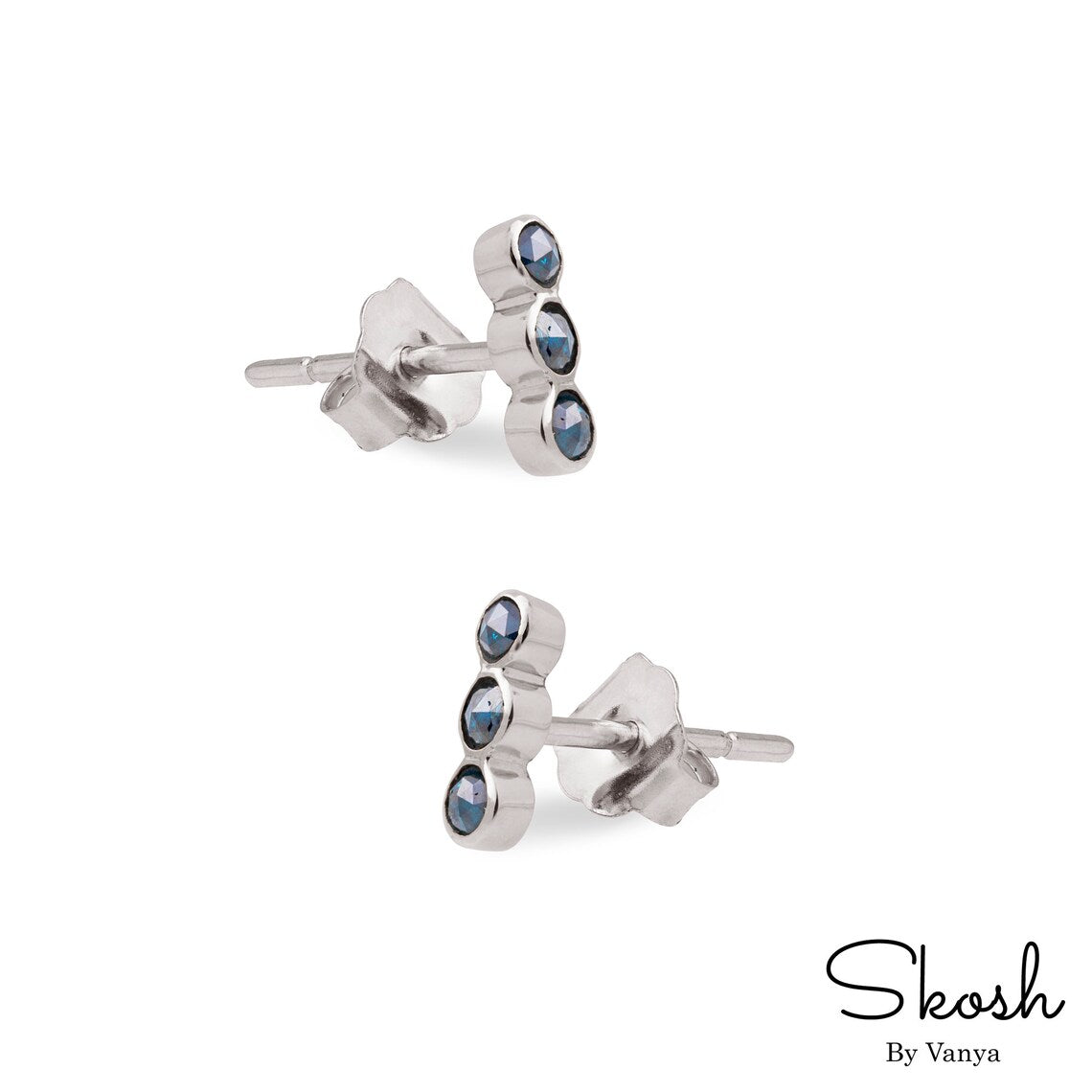 Blue Rose Cut Diamond Studs