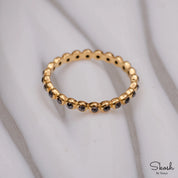 Black Diamond Eternity Ring, 14K Solid Gold Ring, RoseCut Diamond Ring, Stacking Ring, Full Eternity Band, Wedding Band,Minimalistic Jewelry