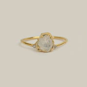 Natural Raw Quartz Crystal & Diamond April Birthstone Ring in 14K Solid Gold, Engagement Ring, Promise Ring, Unique Personalised Gift