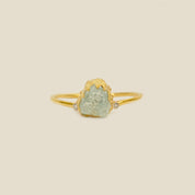 Natural Raw Aquamarine & Diamond March Birthstone Ring in 14K Solid Gold, Engagement Ring, Promise Ring, Unique Gift for her by Skosh