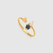 Natural Raw Multi-Sapphire September Birthstone Ring in 14K Solid Gold, 3 Stone Engagement Ring, Promise Ring, Unique Gift for her by Skosh