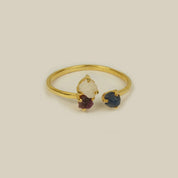 Natural Raw Multi-Sapphire September Birthstone Ring in 14K Solid Gold, 3 Stone Engagement Ring, Promise Ring, Unique Gift for her by Skosh